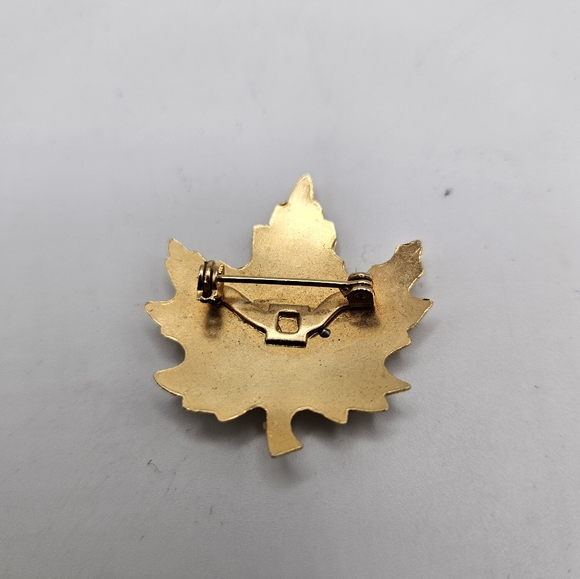Gold Tone Maple Leaf Pin with ' NE ' on iit - Picture 3 of 3